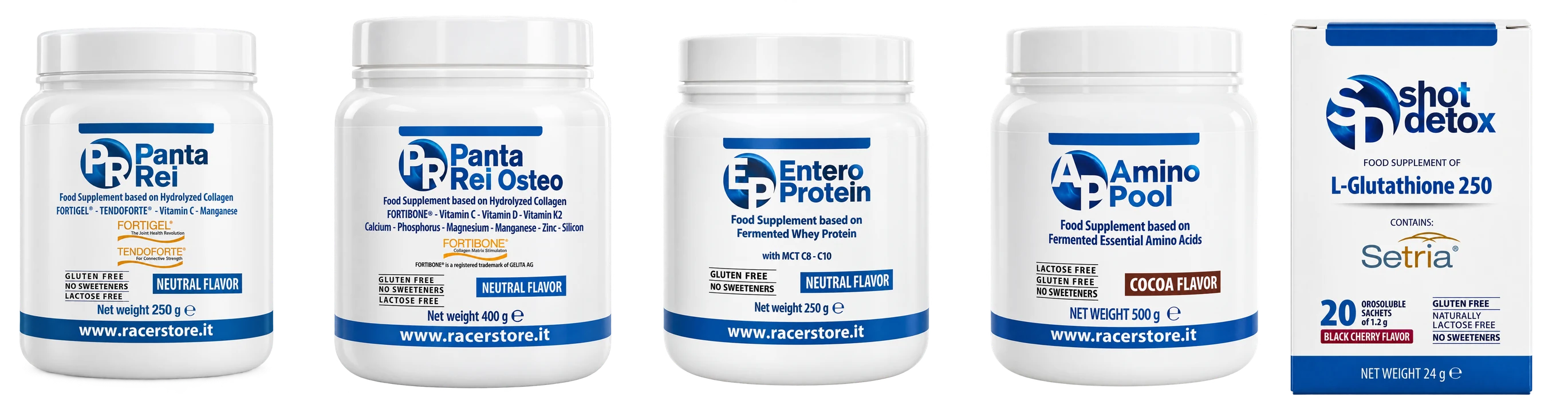 Panta Rei, Panta Osteo, Enteroprotein, Amino Pool and Glutathione